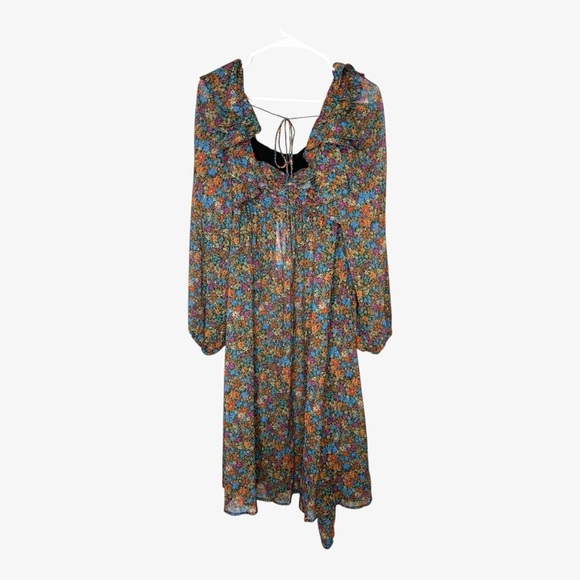 For Love And Lemons Brittany Floral Print Midi Dress in Multi NWT Small - Picture 11 of 15